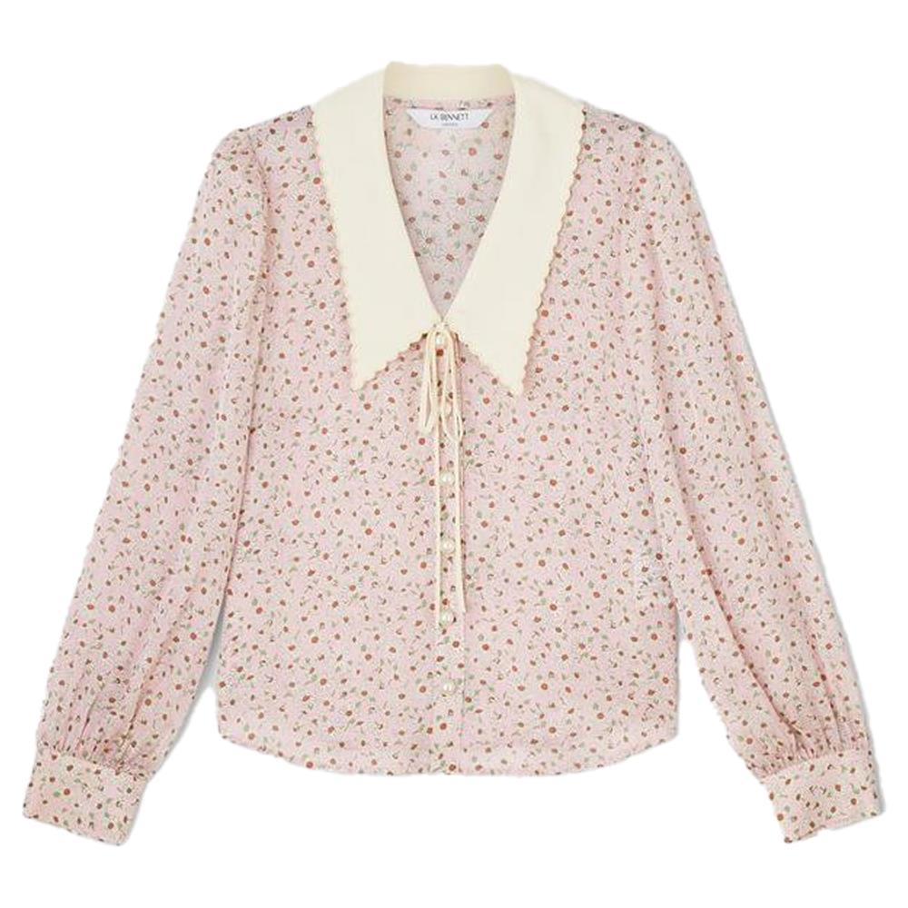 L.K. Bennett Beecham Daisy Print Scallop Collar Silk Blouse